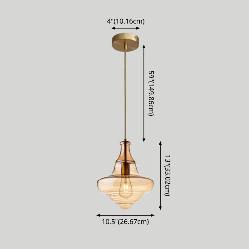 1 Head Spool Shaped Ceiling Pendant Light Retro Glass Hanging Light Fixture for Restaurant