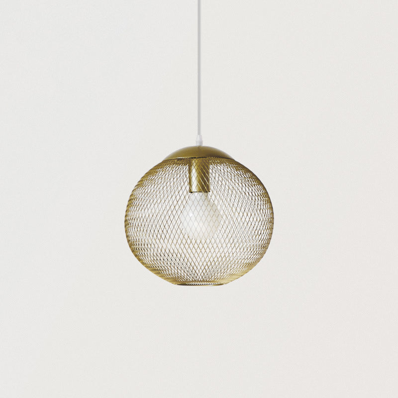 Iron Wire Spherical Pendant Light Loft Style 1 Bulb Clothing Store Ceiling Suspension Lamp in Gold