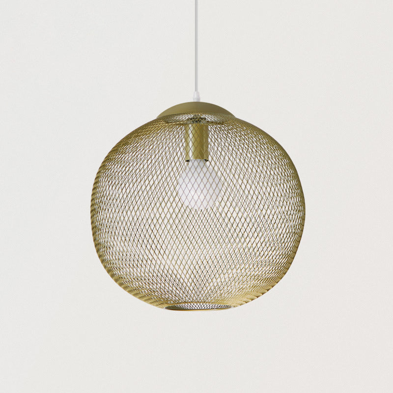 Iron Wire Spherical Pendant Light Loft Style 1 Bulb Clothing Store Ceiling Suspension Lamp in Gold