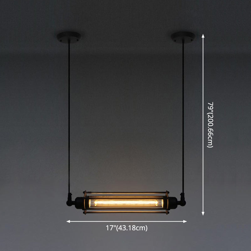 Cilindrische plafondarmatuur van 1-bulb industriële zwarte ijzeren kooi hanger licht voor bar