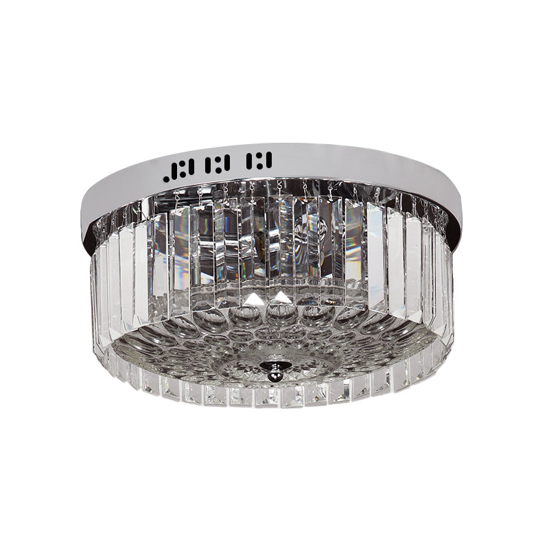 Drum Flush Montaggio Lampada Modernista Crystal 5 Luci Camera Flush - Montaggio Light Fixture in Chrome Finish