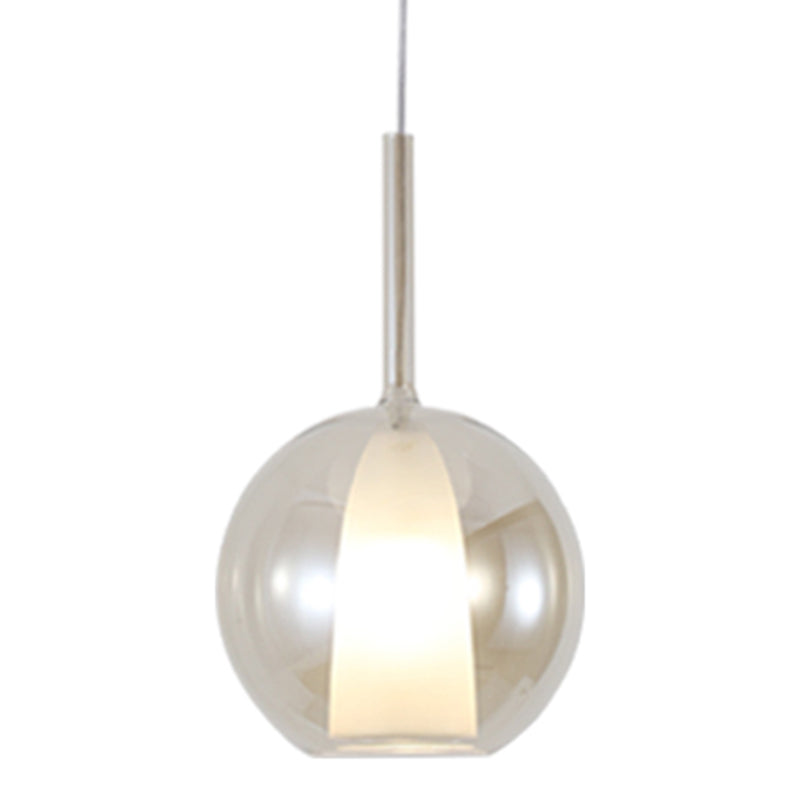 Électroplate en verre de polissage suspension de boules légères forme moderne simplicité pendante à 1 lumière pour chambre à coucher