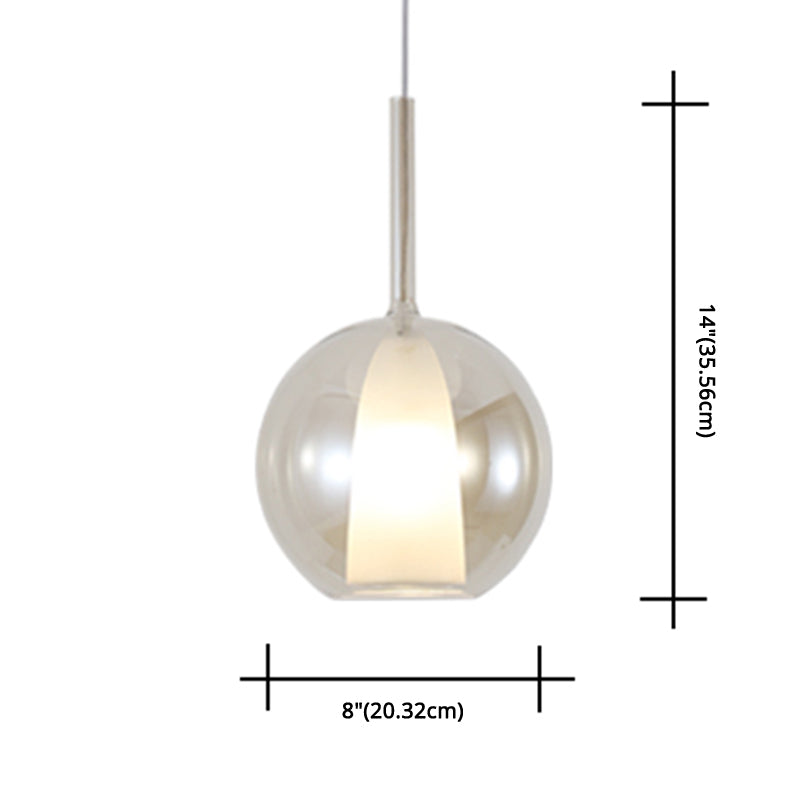 Electroplate Polishing Glass Hanging Light Ball Shape Modern Simplicity 1-Light Pendant Lamp for Dining Room Bedroom