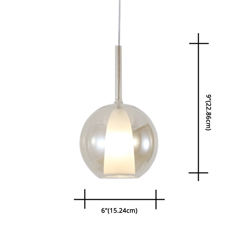 Electroplate Polishing Glass Hanging Light Ball Shape Modern Simplicity 1-Light Pendant Lamp for Dining Room Bedroom