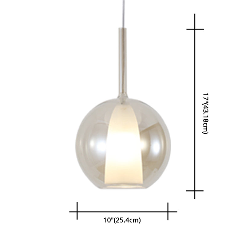 Electroplate Polishing Glass Hanging Light Ball Shape Modern Simplicity 1-Light Pendant Lamp for Dining Room Bedroom