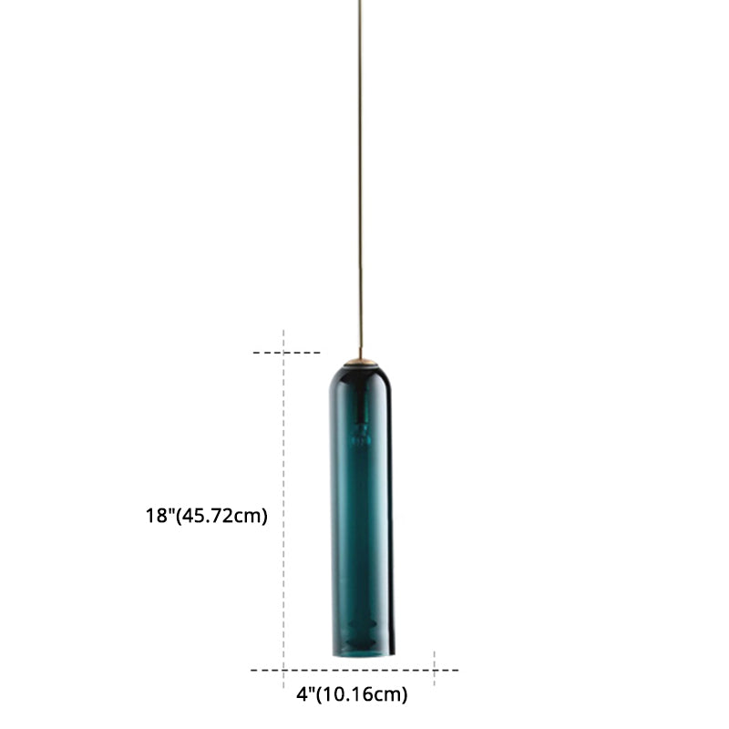 17.7" Height Minimalist Hanging Light Tube-shaped Glass 1 Light Bedside Mini Pendant Light with 47" Adjustable Cord