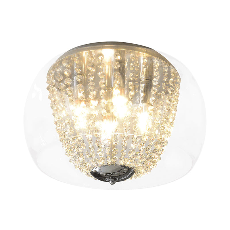 Helder kristal kralen strand plafondlamp modern 4 lampen plafondinbouwlamp in chroom