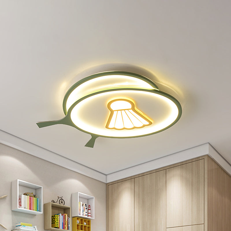 Plafoniera da incasso a soffitto con paralume verde a racchetta con motivo badminton Lampada da soffitto a LED in acrilico per bambini, luce calda/bianca