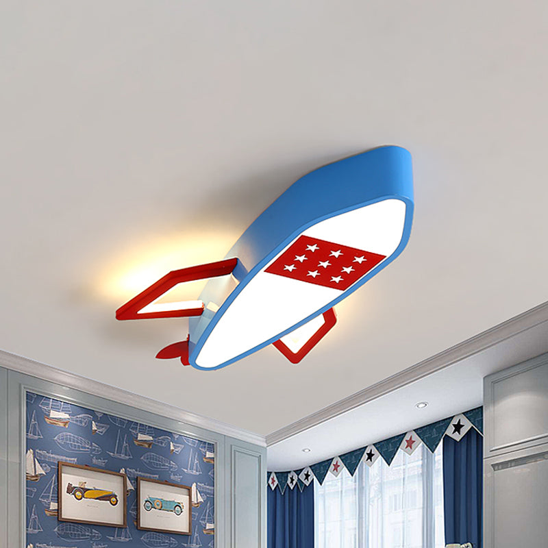 Lámpara de techo de montaje empotrado Blue Rocket, iluminación de techo LED acrílica contemporánea en luz blanca/cálida para niños