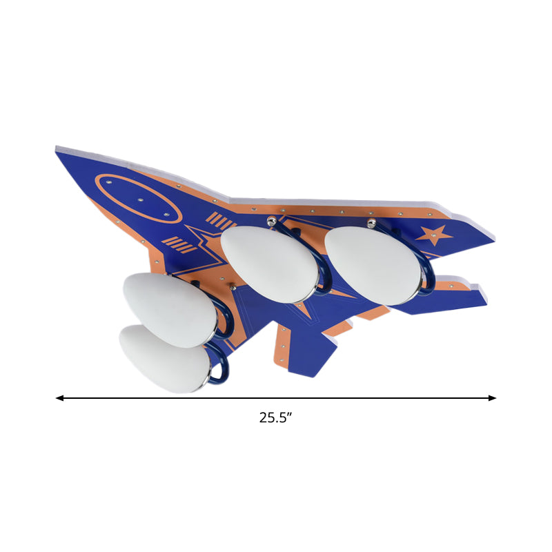 Illuminazione da soffitto per aereo con paralume in vetro smerigliato Lampada moderna da incasso a 4 teste in blu