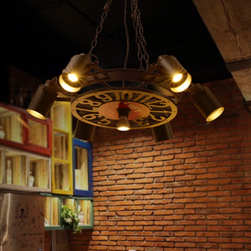 Lampadella a forma di ruota industriale vintage leggera stile nautico in ferro battuto bloccato appuntamento per illuminazione per la barra da bar