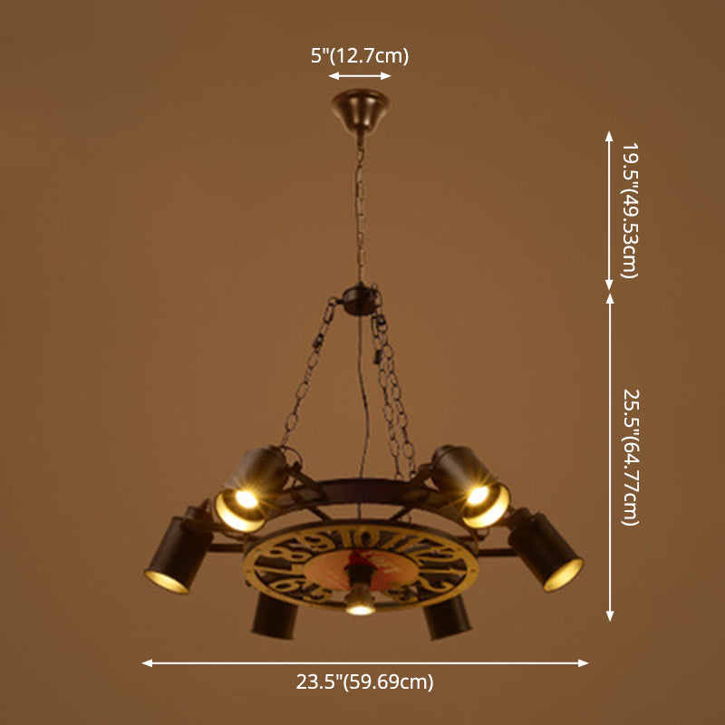 Lampadella a forma di ruota industriale vintage leggera stile nautico in ferro battuto bloccato appuntamento per illuminazione per la barra da bar