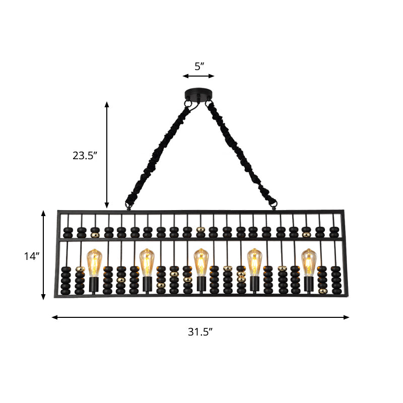 Lámpara colgante de metal 3 bombillas de metal de techo colgante de abacus de abacus para restaurante para restaurante