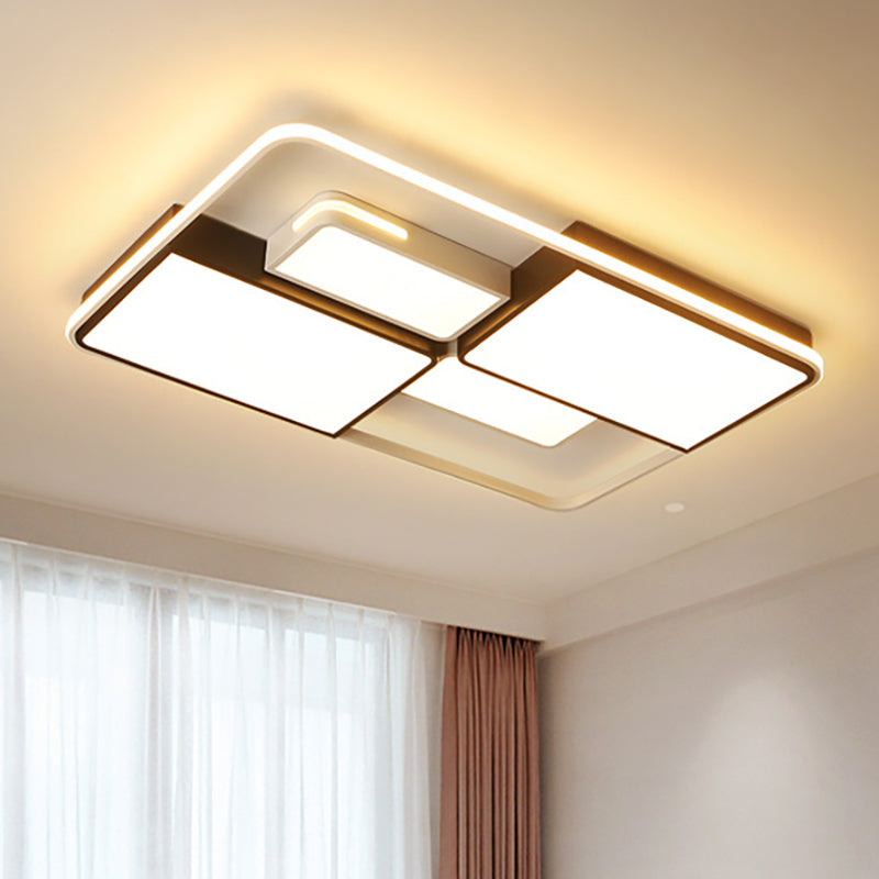 Quadrato/Rettangolo Soffitto Flushmount Luce Calda/Bianca Contemporanea Led Flush Lampada in Bianco e Nero, 16"/19.5"/23.5"/35.5" W