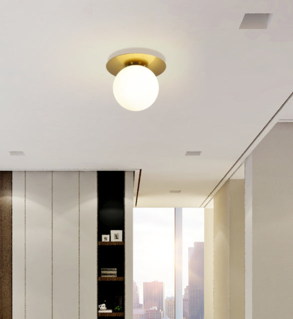 Sphere Semi Flush Chandelier Contemporary Frosted Glass Ceiling Mount Light Fixture for Hallway