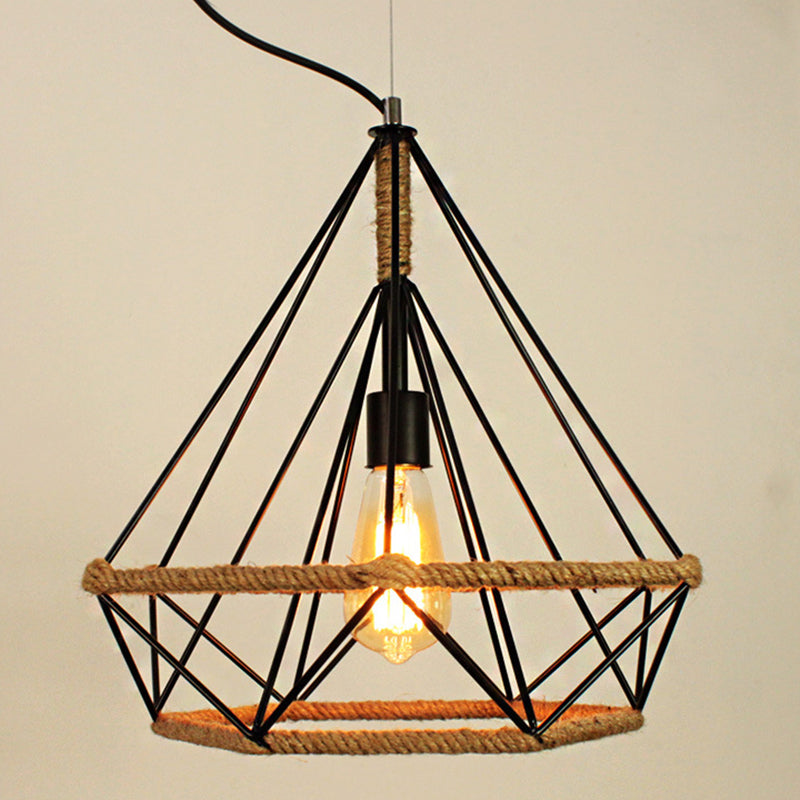 Metal Commercial Pendant Lighting Vintage Black Diamond Restaurant Pendant Lighting