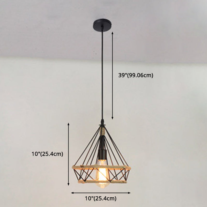 Metal Commercial Pendant Lighting Vintage Black Diamond Restaurant Pendant Lighting