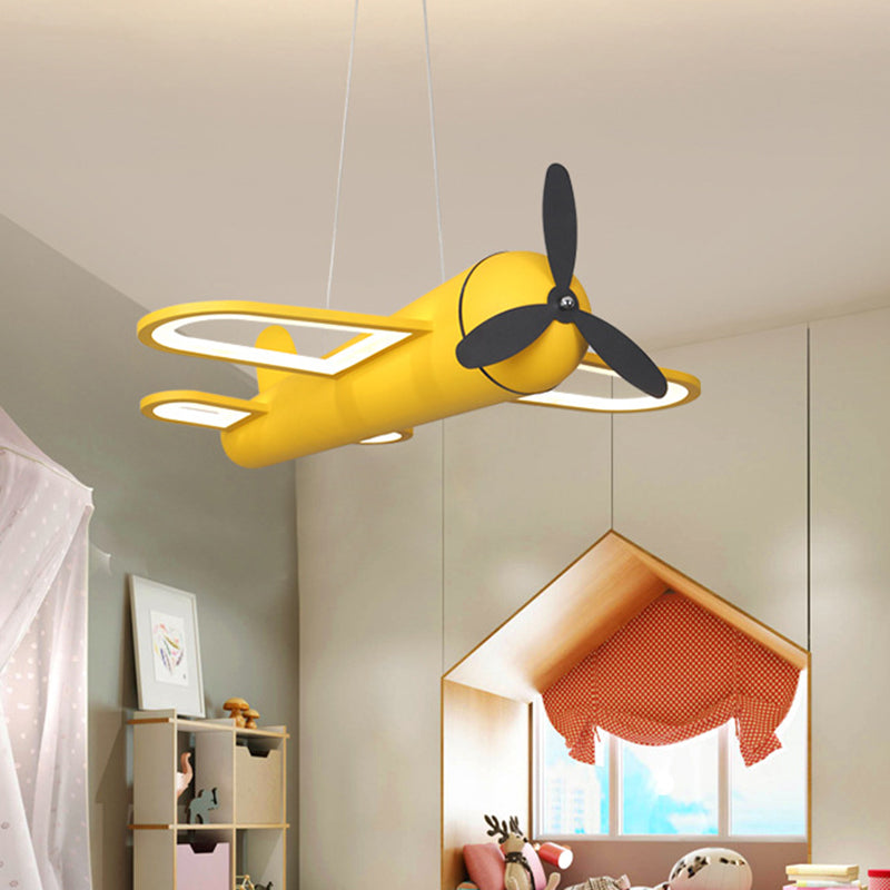 Airplane Pendant Lighting Fixture Kids Style LED Metal Hanging Pendant Light for Bedroom