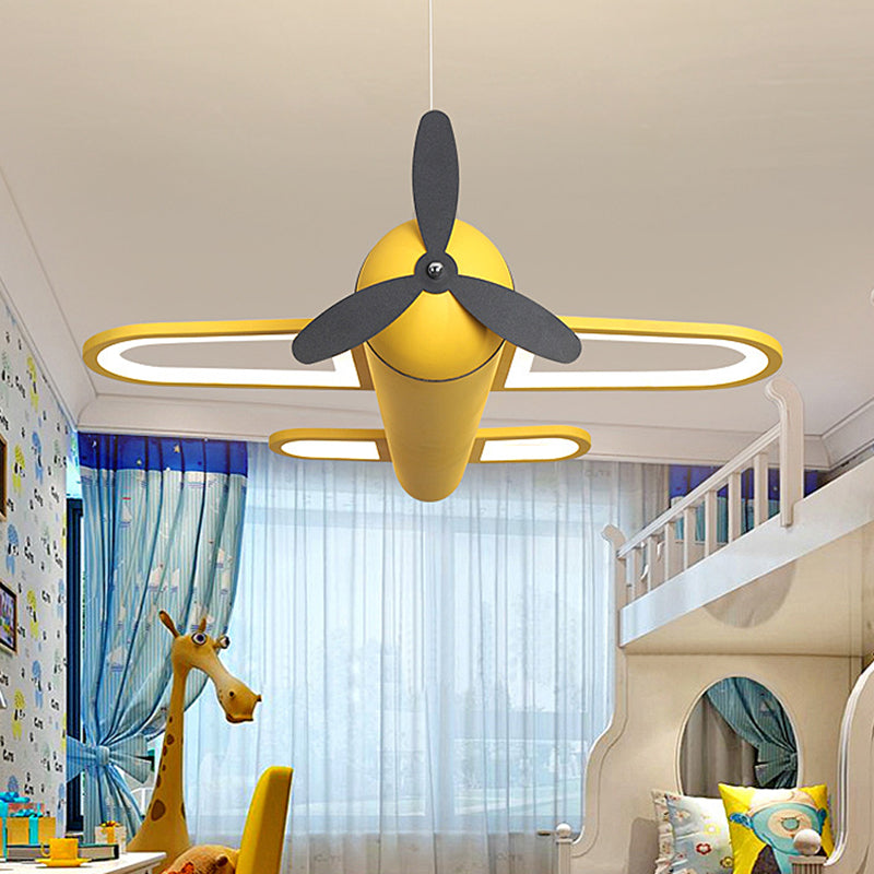 Airplane Pendant Lighting Fixture Kids Style LED Metal Hanging Pendant Light for Bedroom