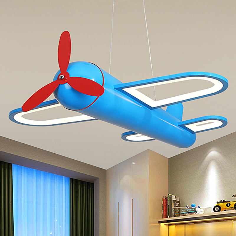 Airplane Pendant Lighting Fixture Kids Style LED Metal Hanging Pendant Light for Bedroom