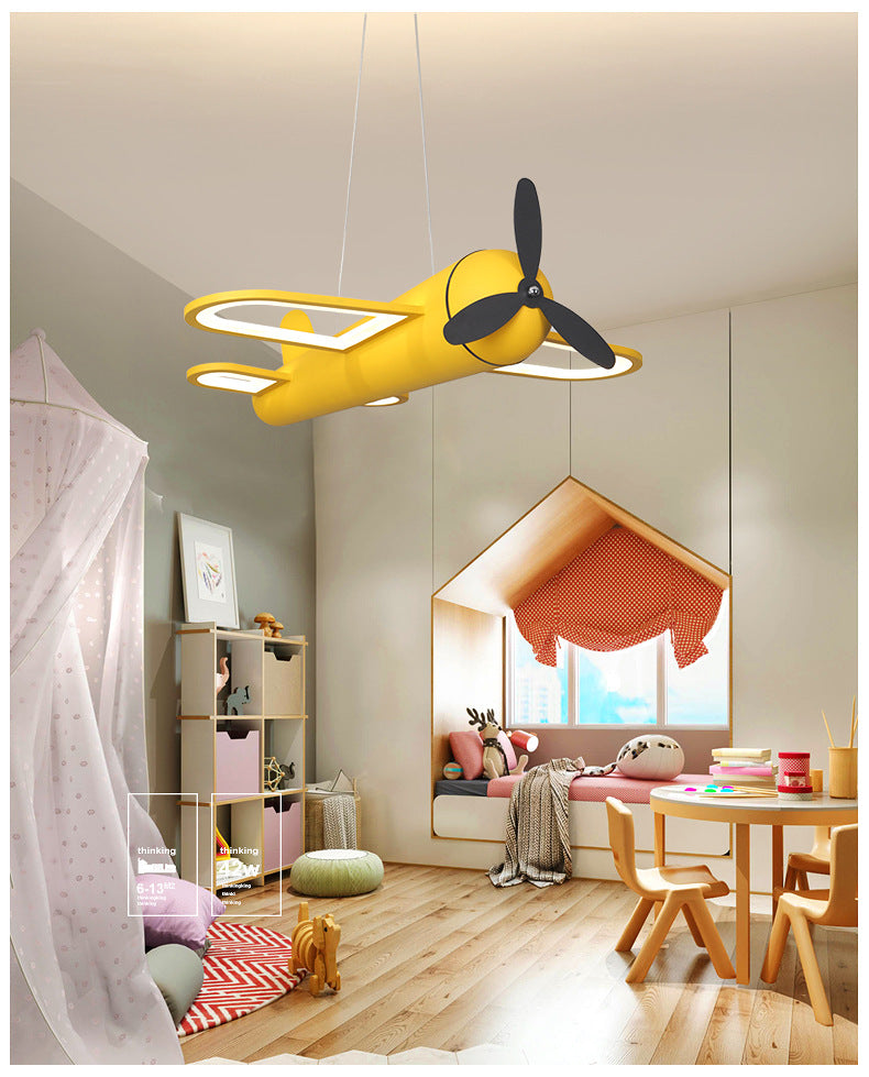 Airplane Pendant Lighting Fixture Kids Style LED Metal Hanging Pendant Light for Bedroom