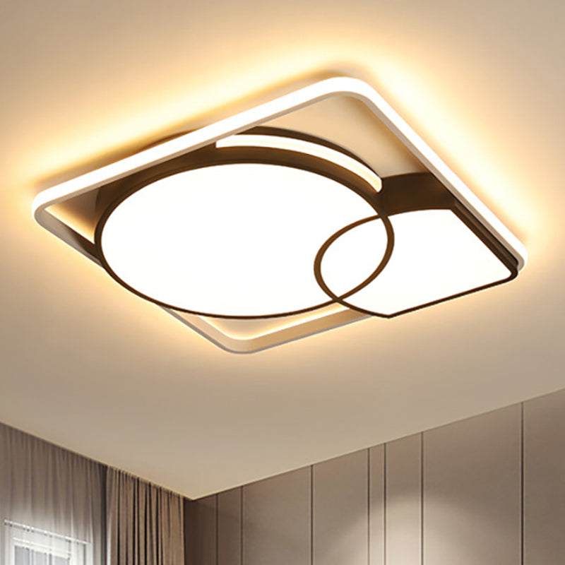 16 "/19.5" /35.5 " W Circular Flushmount Light with Square/Rectangle Frame Acryl Modernism Led Flush Lighting in Warm/White