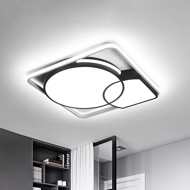 16 "/19.5" /35.5 " W Circular Flushmount Light with Square/Rectangle Frame Acryl Modernism Led Flush Lighting in Warm/White