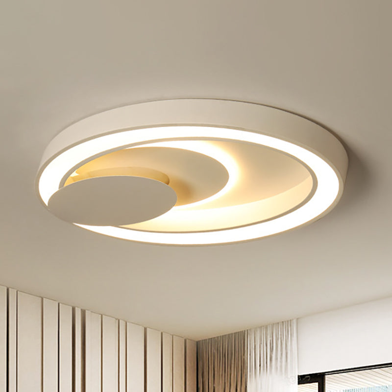 23"/27"/34.5" W White Oval Close to Ceiling Light Simplicity Metal Bedroom Led Flush Ceiling Lamp in Warm/White