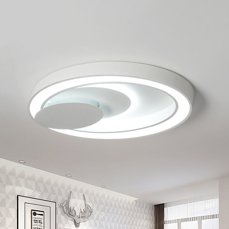 23"/27"/34.5" W White Oval Close to Ceiling Light Simplicity Metal Bedroom Led Flush Ceiling Lamp in Warm/White