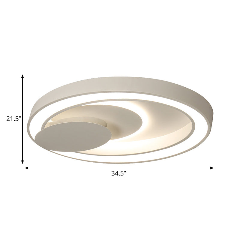 Lámpara de techo empotrada LED para dormitorio de metal Simplicity, 23"/27"/34,5" W, ovalada, blanca, cerca del techo, en blanco cálido/blanco