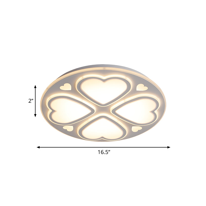 16,5"/20,5"/24,5" W Clover Unterputzbeleuchtung, moderne Deckenleuchte mit Metall- und Acrylschirm und weißem Deckeneinbau in Weiß/Warm