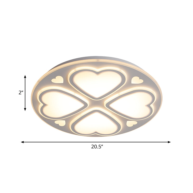 16,5"/20,5"/24,5" W Clover Unterputzbeleuchtung, moderne Deckenleuchte mit Metall- und Acrylschirm und weißem Deckeneinbau in Weiß/Warm