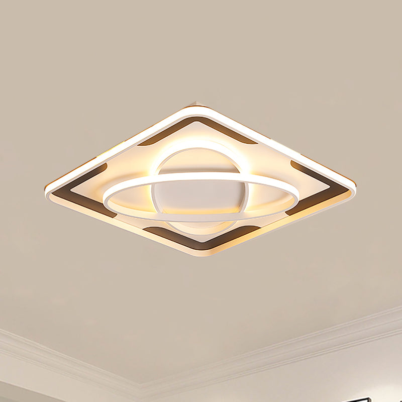 Integrated Led Geometric Flush Light Fixture Modern Metal Black and White Flush Ceiling Light in Warm/White, 18"/23.5"/35.5" W