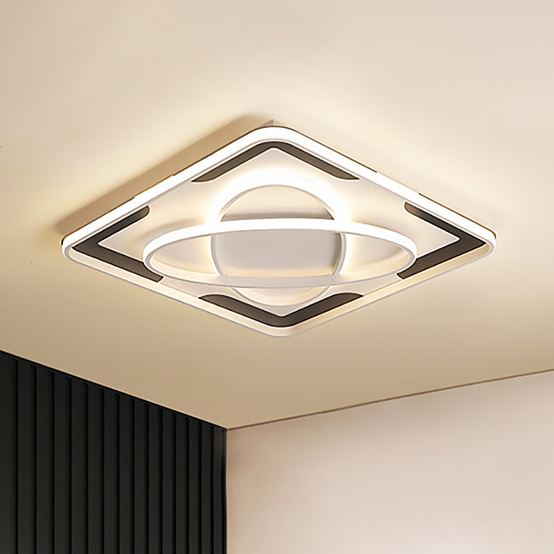 Integrato Led Geometric Flush Light Fixture Modern Metal Black and White Flush Ceiling Light in Warm / White, 18 "/23.5" /35.5 " W