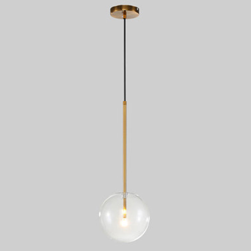 Globe Glass Hanging Light Fixture Minimalist Style Gold Pendant Lighting Fixture