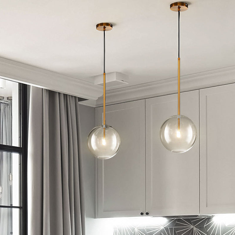 Globe Glass Hanging Light Fixture Minimalist Style Gold Pendant Lighting Fixture