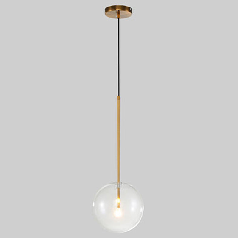 Globe Glass Hanging Light Fixture Minimalist Style Gold Pendant Lighting Fixture