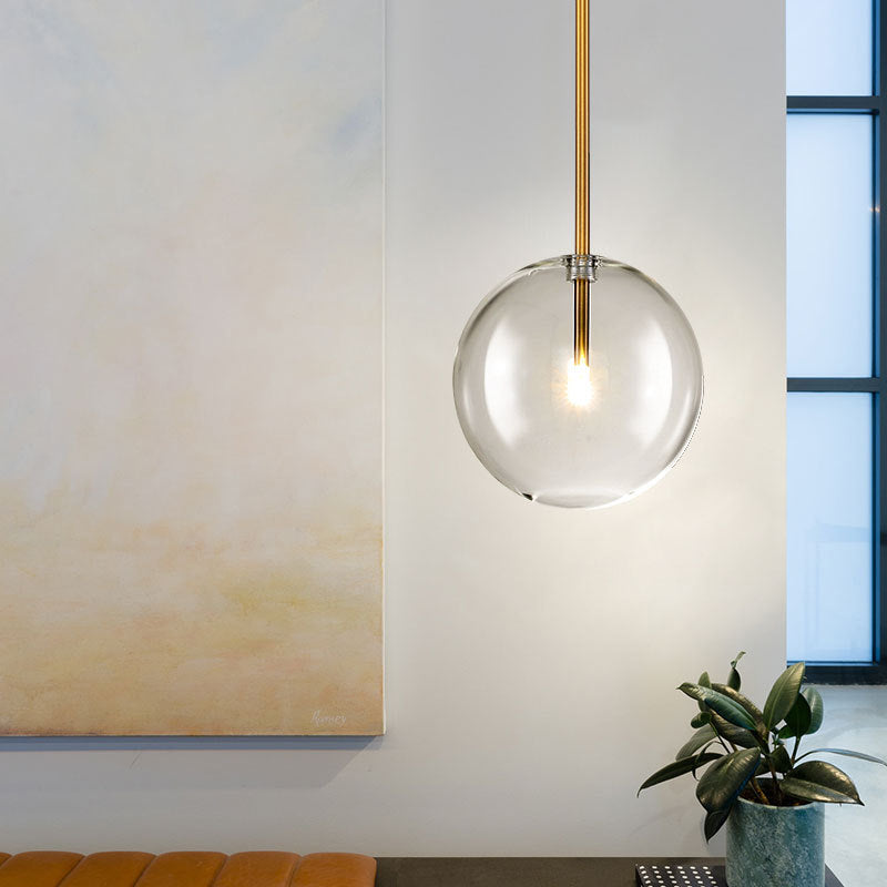 Globe Glass Hanging Light Fixture Minimalist Style Gold Pendant Lighting Fixture