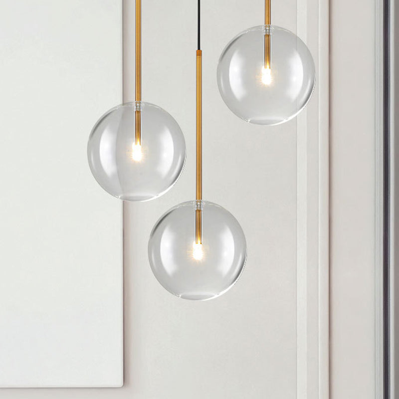 Globe Glass Hanging Light Fixture Minimalist Style Gold Pendant Lighting Fixture