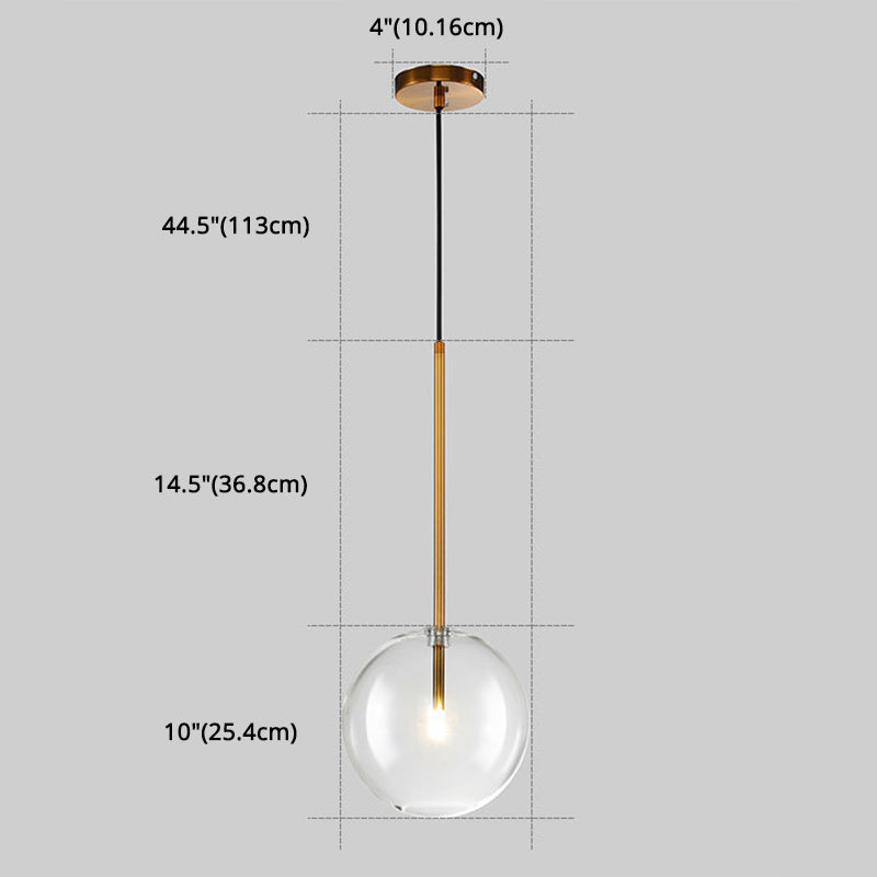 Globe Glass Hanging Light Fixture Minimalist Style Gold Pendant Lighting Fixture