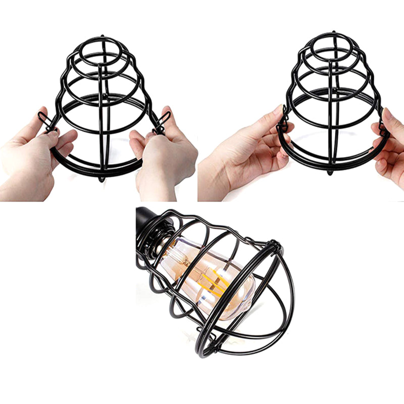 Cage Metal Pendant Light Fixture Industrial Restaurant Hanging Ceiling Light in Black