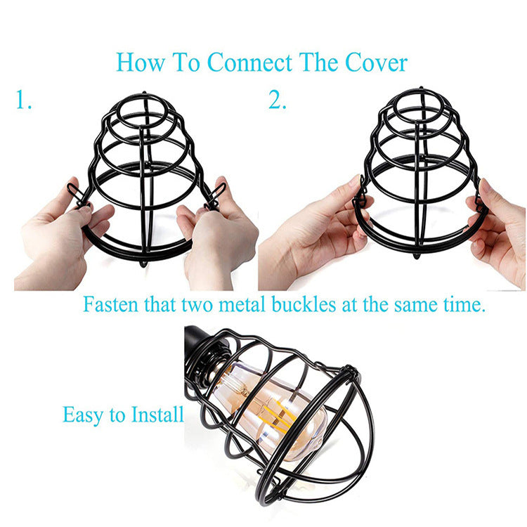 Cage Metal Pendant Light Fixture Industrial Restaurant Hanging Ceiling Light in Black