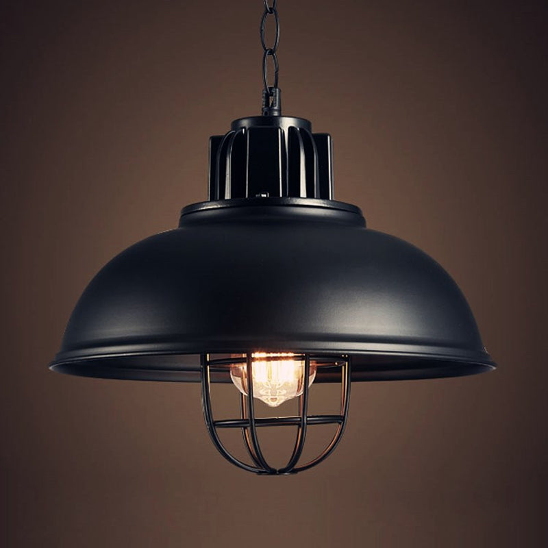 Black Ceiling Pendant Light Industrial Metal Cage Shaded Commercial Pendant Lighting