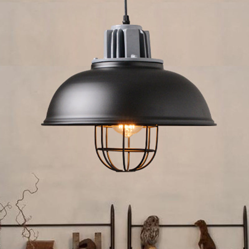 Luce a sospensione a soffitto nero Industrial Metal Cage ombreggiata per il ciondolo commerciale a sospensione