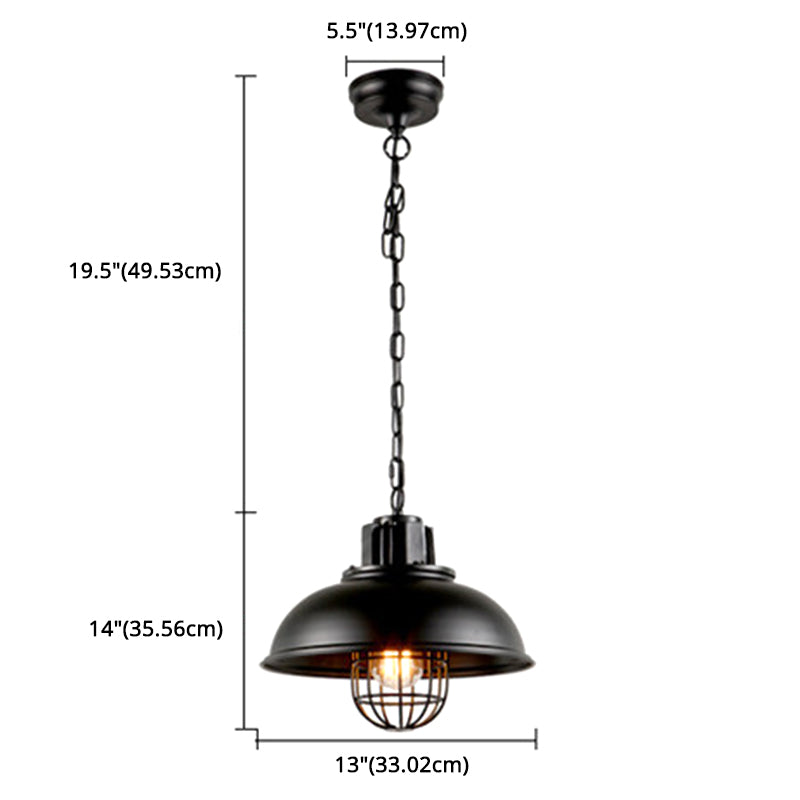 Black Ceiling Pendant Light Industrial Metal Cage Shaded Commercial Pendant Lighting