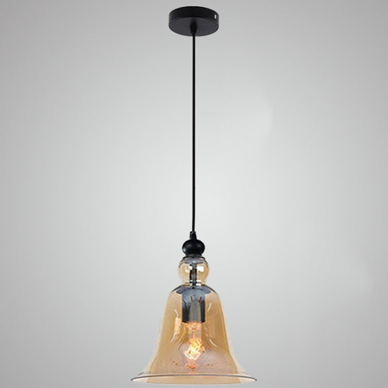 Glass Hanging Light Fixture Bell Industrial Style Pendant Light Fixture for Restaurant