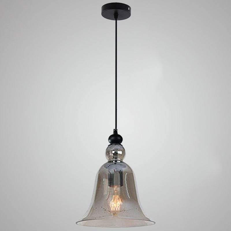 Glass Hanging Light Fixture Bell Industrial Style Pendant Light Fixture for Restaurant