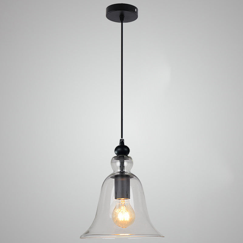 Glass Hanging Light Fixture Bell Industrial Style Pendant Light Fixture for Restaurant