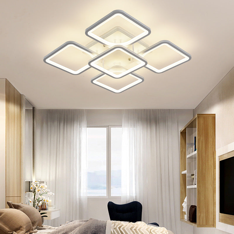 Acrylic Square Semi Flush Mount Ceiling Light Modern Style LED White Semi Flush Mount