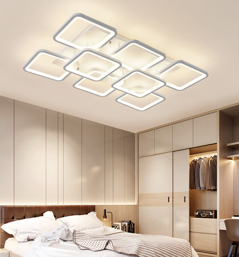 Acrylic Square Semi Flush Coffer Affermazione Luce Modern LED White Steat White Mount